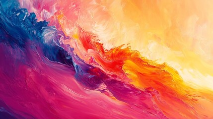 Vibrant Abstract Painting with Bold Colors and Dynamic Shapes Evoking Emotions and Creative Energy