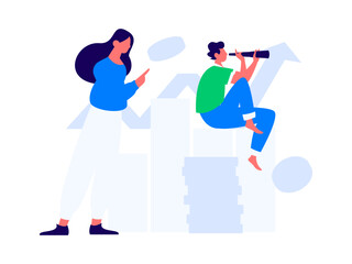 Virtual characters social communication concept business flat vector hand drawn illustration
