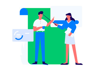 Virtual characters social communication concept business flat vector hand drawn illustration
