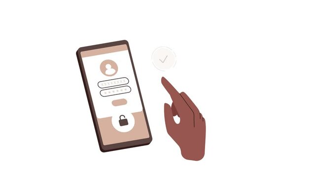 Looping animation showing OTP authentication and Secure Verification. One Time Password method for unlock account. Mobile security animated video