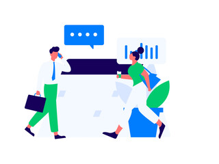 Virtual characters social communication concept business flat vector hand drawn illustration

