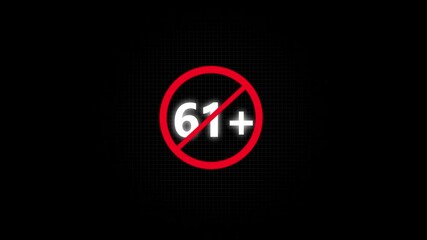 61 Plus Prohibited Sign – Green Circle with Slash Over 61+ Symbol Representing Age Restriction, Warning, No Entry, or Limit Icon for Digital Safety or Content Guidelines 4k animation video. 