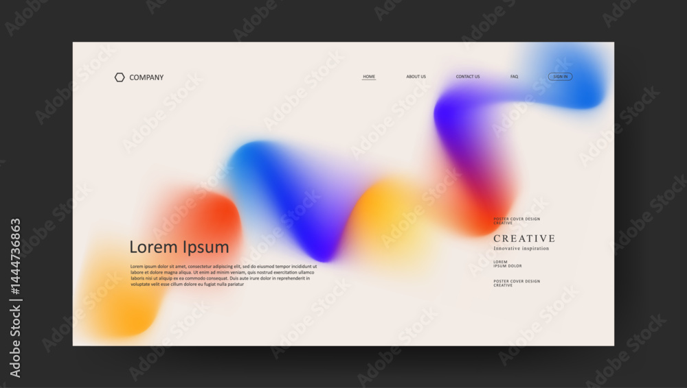 Poster abstract wave futuristic design of landing page. retro gradient mesh website design
