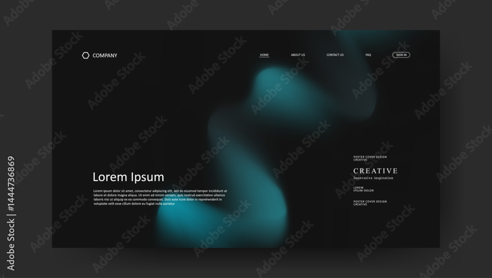 Poster abstract wave futuristic design of landing page. retro gradient mesh website design