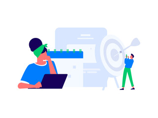 Virtual characters social communication concept business flat vector hand drawn illustration
