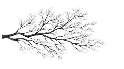 Obraz premium Isolated Branches Engraving Sketch - Winter tree branch, nature, organic, silhouette, elegant design. Symbolizing resilience, growth, nature's cycle, time, and strength