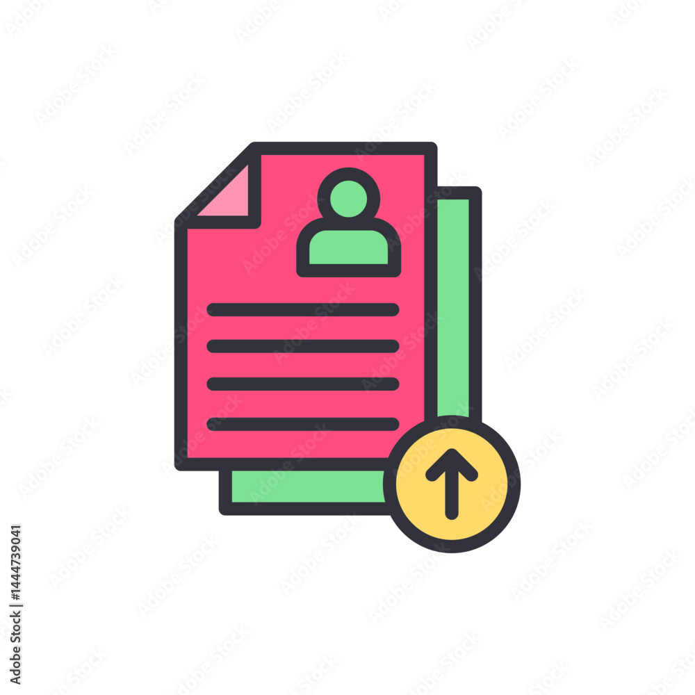 Poster data upload colored icons, minimalist vector illustration ,simple transparent graphic element .isola