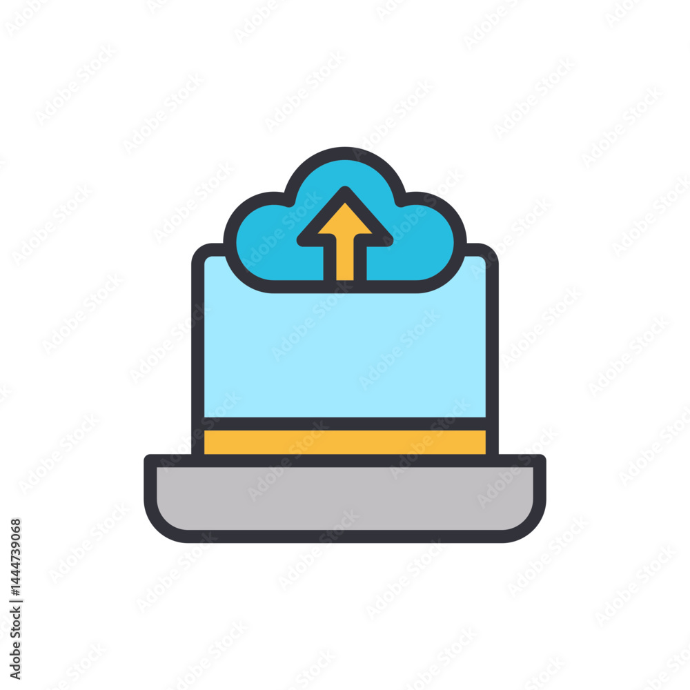 Poster data upload colored icons, minimalist vector illustration ,simple transparent graphic element .isola