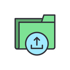 Data upload colored icons, minimalist vector illustration ,simple transparent graphic element .Isolated on white background