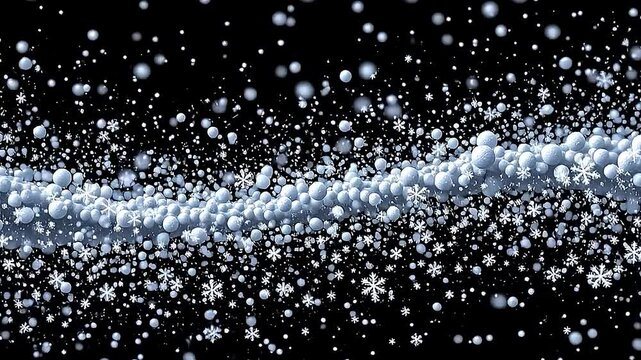 Beautiful falling snowflakes with swirling patterns in a dark background, creating a serene and magical winter atmosphere suitable for seasonal designs