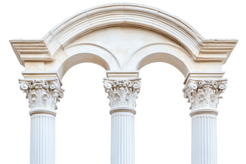 Fototapeta premium Elegant classic column arch PNG isolated on white ideal for luxury design projects and classical themes