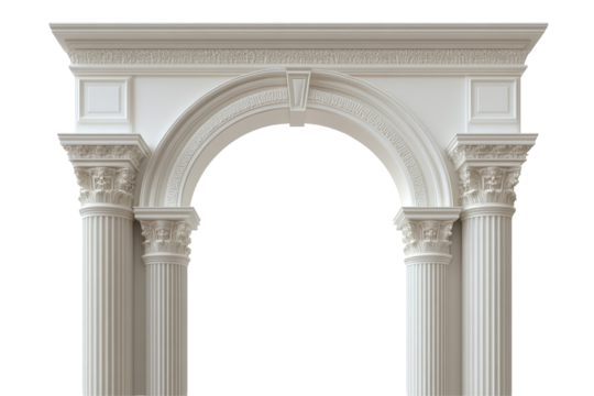 Classic architectural column arch PNG isolated on white background perfect for vintage and classical visuals