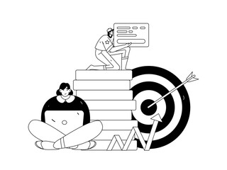 Virtual characters social communication concept business flat vector hand drawn illustration
