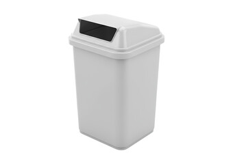 White Plastic Waste Bin Trash Can Image on Transparent background