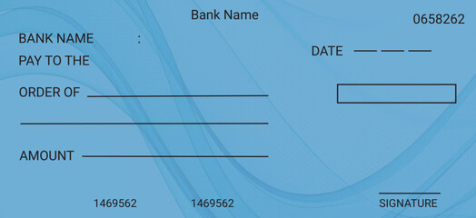 Editable Bank Cheque Layout with Blue Decorative Pattern
