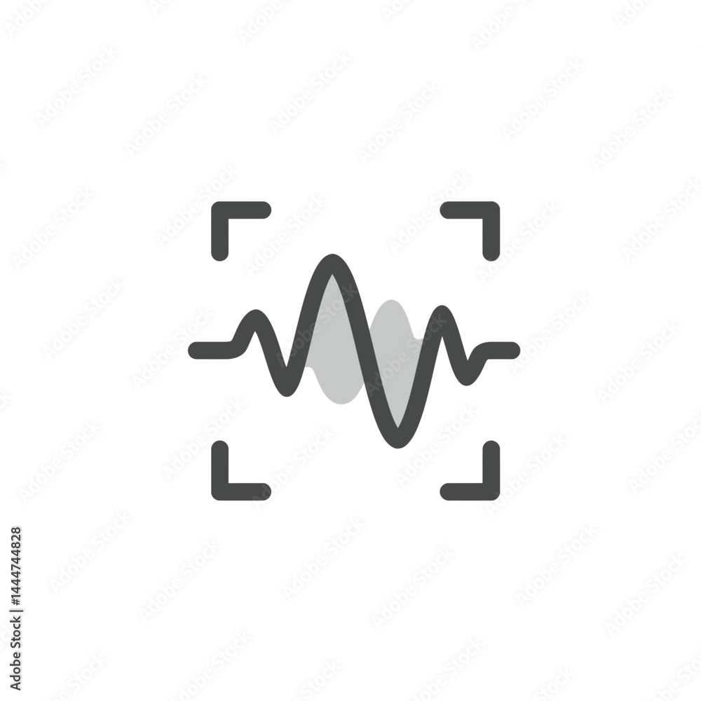 Poster sound wave capture: a minimalist representation of sound wave recording, illustrating audio analysis