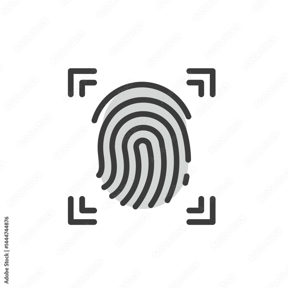 Poster fingerprint authentication icon: a modern and stylish icon featuring a detailed fingerprint within a