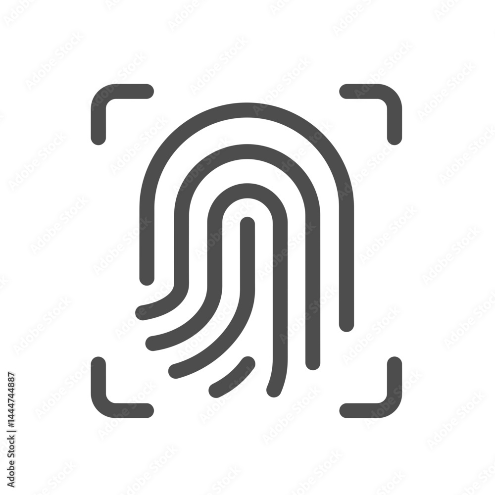 Poster digital fingerprint security: a clean, graphic illustration of a fingerprint, symbolizing security a