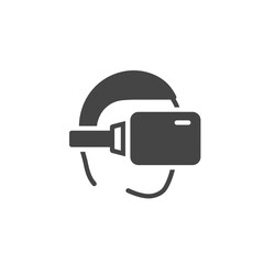 Immersive VR Icon: A minimalist icon depicts a person immersed in virtual reality, their face adorned with a sleek VR headset. A glimpse into the future of digital interaction and entertainment.