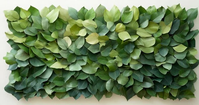 Lush Green Leaves Arrangement on a Wall Background