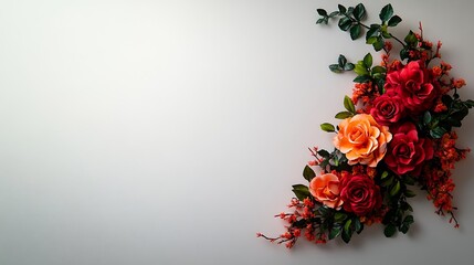 Vibrant Floral Arrangement: A Stunning Display of Roses in Red and Orange Hues