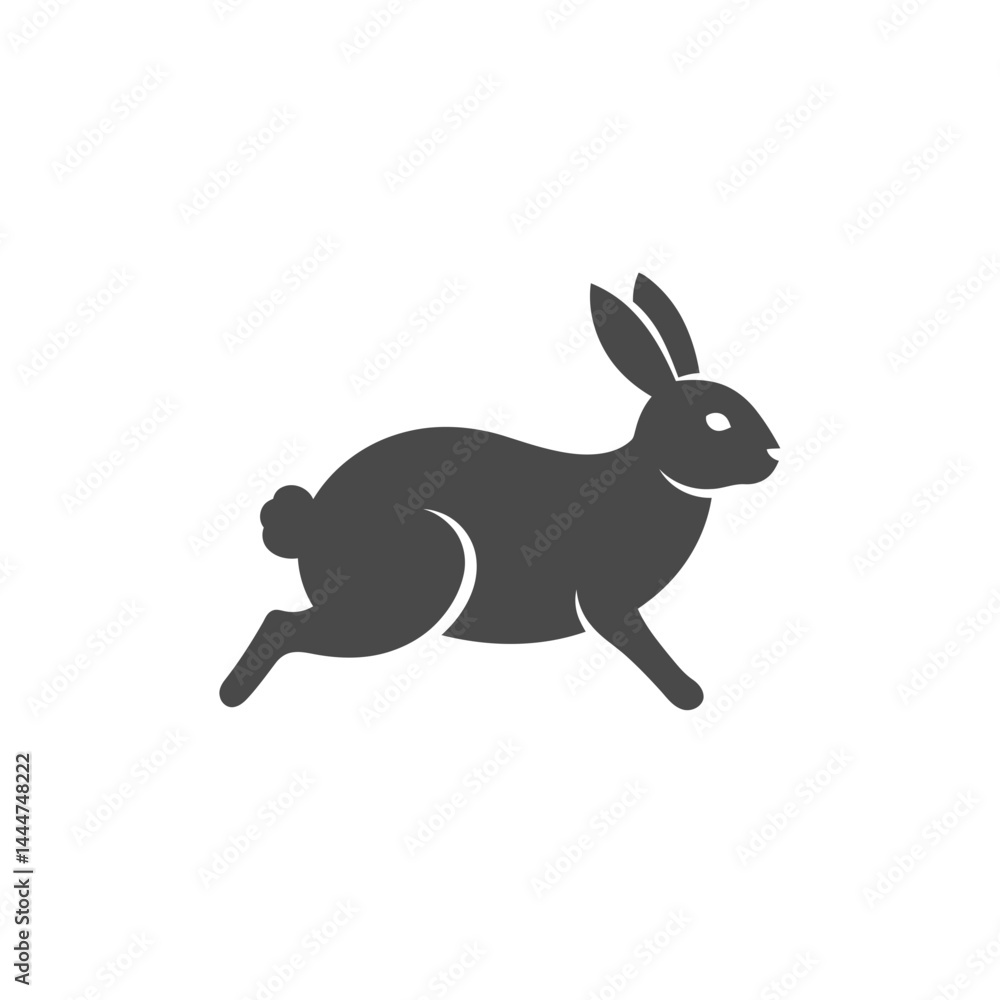 Poster Rabbit Silhouette: A simple yet striking silhouette of a rabbit in mid-motion, designed with clean lines and a focus on elegance. 
