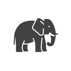 Obraz premium Elephant Silhouette: A minimalist graphic representation of a majestic elephant, rendered in solid dark tones against a backdrop, showcasing the animal's iconic form and symbolic power.