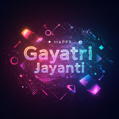 Happy Gayatri Jayanti Modern Greeting with Abstract Shapes and Particles
