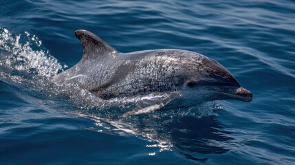 Fototapeta premium Dolphin Swimming in Open Ocean