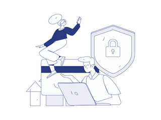 Virtual characters social communication concept business flat vector hand drawn illustration
