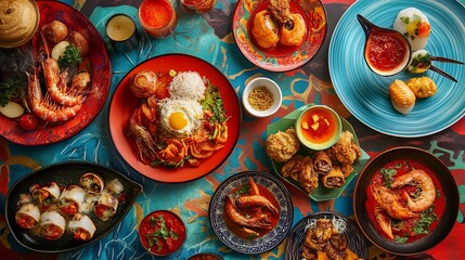 Vibrant street food festival with international dishes..