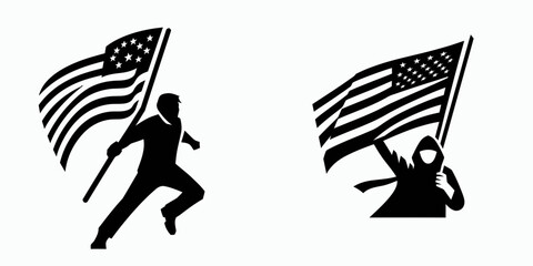 The Protestor. 4th of july Independence Day Symbol Vector Clip art. Advocate showing dissent a champion voicing objection and craving reform.