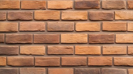 Obraz premium Textured wall of rustic bricks in warm tones, showcasing a sturdy construction background