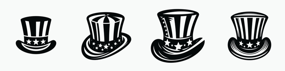 The Uncle Sam Hat. 4th of july Independence Day Symbol Vector Clip art. Patriotic headwear usa celebration icon national pride symbolic costume.