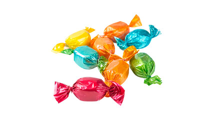 Colorful Wrappers of Assorted Candies isolated on transparent background
