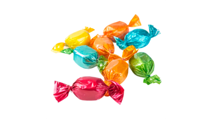 Colorful Wrappers of Assorted Candies isolated on transparent background