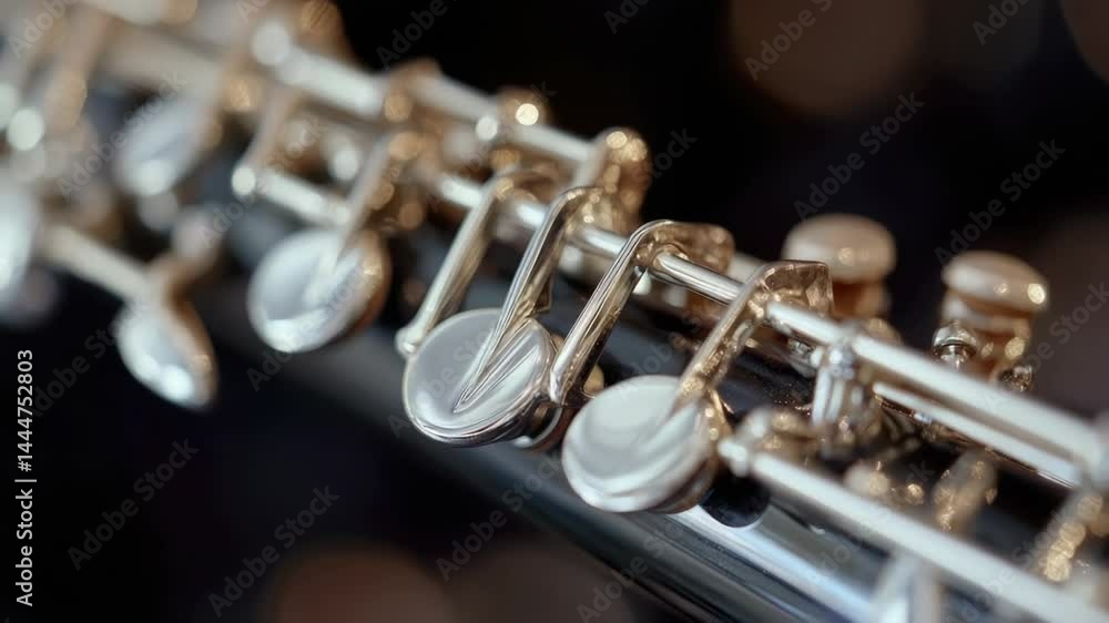 Poster a detailed view of a flute with a blurred background