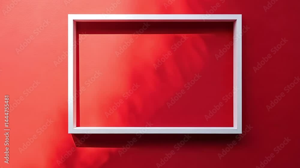 Poster White frame on red background with light and shadow changes
