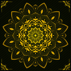 Mandala design with luxury ornament shape | Creative abstract mandala design with circle, leaf, line pattern | Floral modern vector with golden color