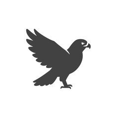 Obraz premium Soaring Silhouette: An artistic, high-contrast illustration of a hawk in mid-flight, its wings gracefully outstretched, symbolizes freedom and power.