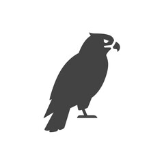 Obraz premium Majestic Silhouette of a Hawk: A sleek silhouette of a hawk stands proudly, exuding an air of dominance and keen observation, embodying strength and freedom.