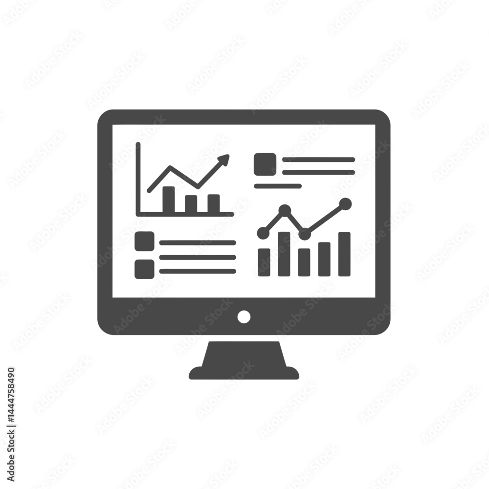 Poster financial dashboard: displaying charts and graphs, a digital monitor serves as a hub for real-time b