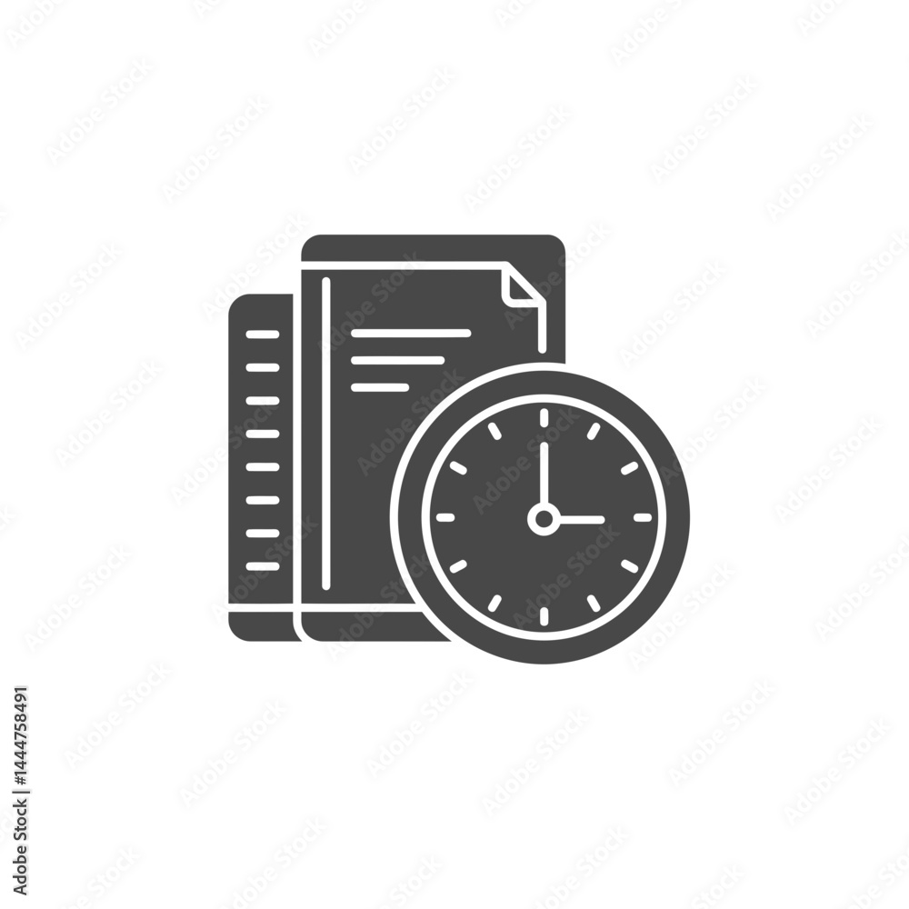 Poster deadline document icon: a striking graphic depicts the essence of deadlines, combining a stack of do