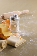 french pastry ingredients on the table