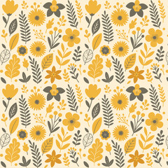 Summer Flowers Pattern Background