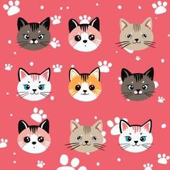 The cute cat face is suitable for screen printing on various materials.