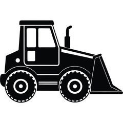 Farm tractor, black and white silhouette logo design isolated on a white background.  A farm Tractor Silhouette. Vector illustration, Tractor, Farm Tractor silhouette vector illustration.