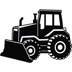 Farm tractor, black and white silhouette logo design isolated on a white background.  A farm Tractor Silhouette. Vector illustration, Tractor, Farm Tractor silhouette vector illustration.