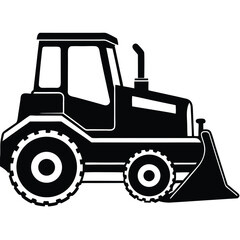 Farm tractor, black and white silhouette logo design isolated on a white background.  A farm Tractor Silhouette. Vector illustration, Tractor, Farm Tractor silhouette vector illustration.