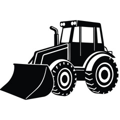 Farm tractor, black and white silhouette logo design isolated on a white background.  A farm Tractor Silhouette. Vector illustration, Tractor, Farm Tractor silhouette vector illustration.